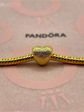 Pandora Gold Textured Heart Mini Charm 763072C00